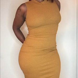 Mustard collared, no sleeve sundress